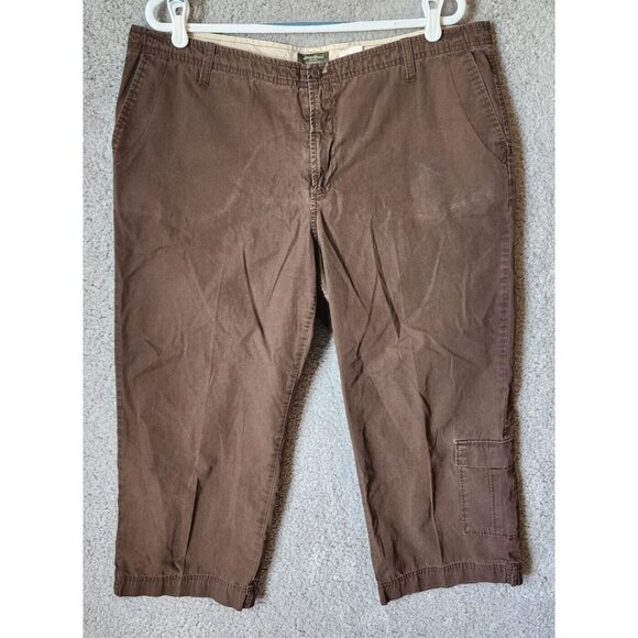 Eddie Bauer Pants - Eddie Bauer Women's Vashon Fit Chino Khaki Capri Cropped Cargo Pants Brown Sz 18